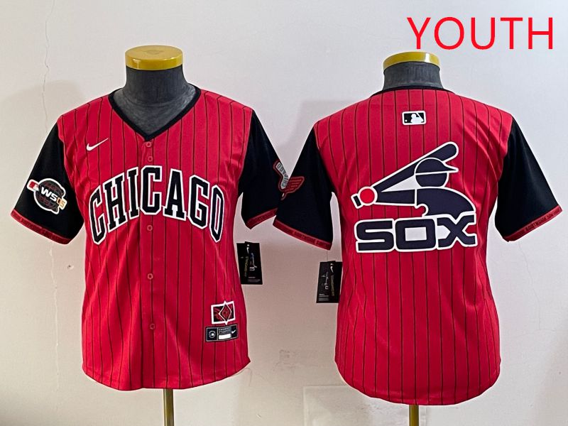 Youth Chicago White Sox Blank Red Stripe Joint Name Nike 2025 MLB Jersey style 9